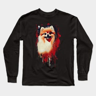 Pomeranian dog Tie Dye art design Long Sleeve T-Shirt